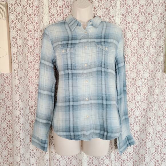 SHIRT Nwt Joe's jeans raelee blue white plaid button down shirt Size small - Picture 1 of 7